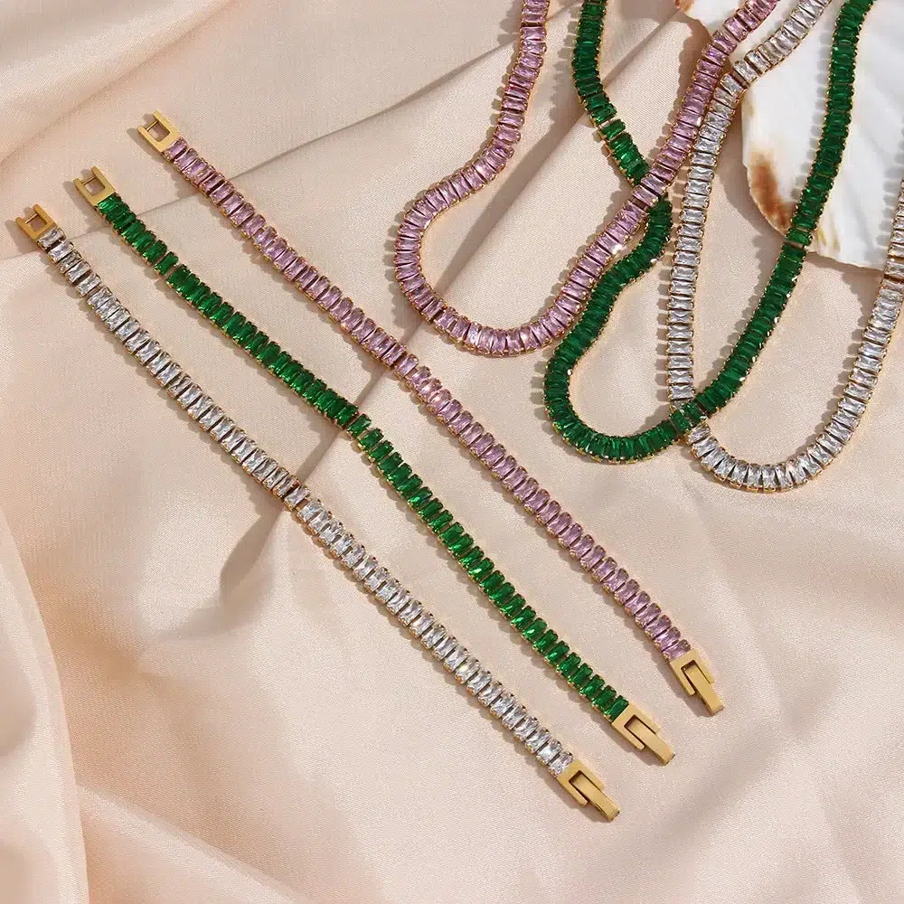 Tennis 18K Gold Plated Stainless Steel Necklace